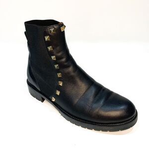 Valentino Garavani Rockstud Chelsea Boots Black Leather Ankle Bootie EU 36 US 6